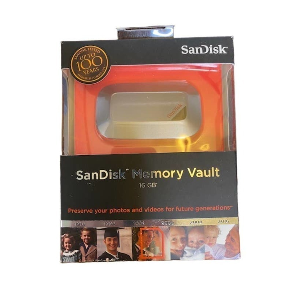SanDisk Memory Vault 16GB New! New Sealed Box! Includes‎ USB Cable Storage Pouch